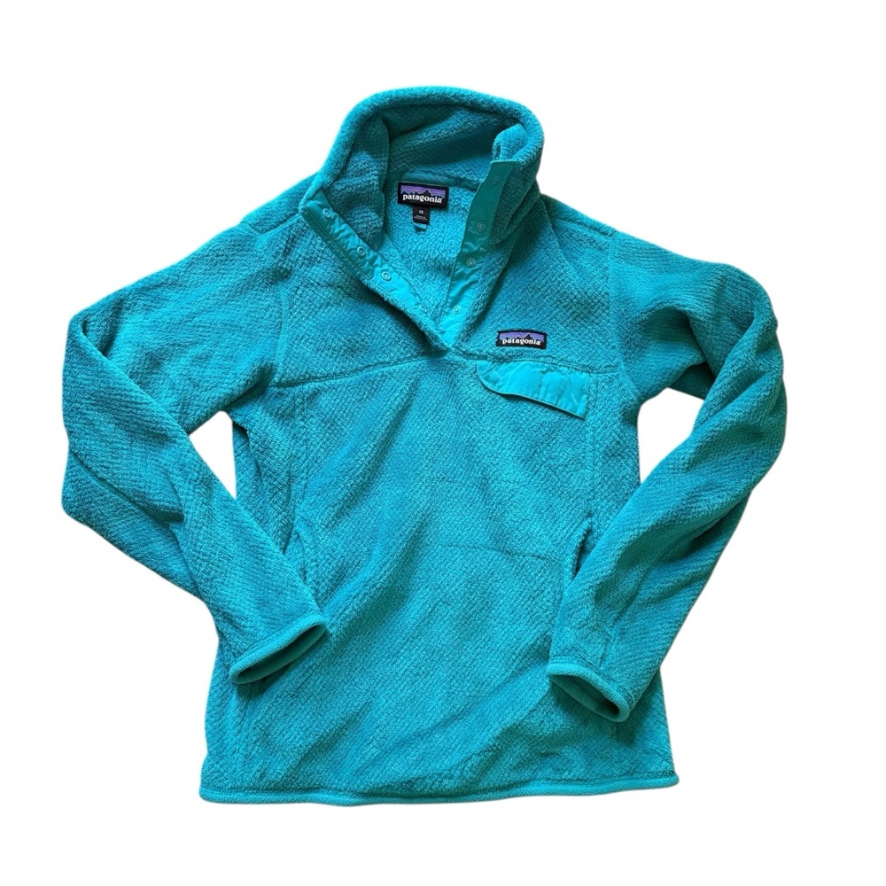 Patagonia Jacket Women's XS Blue Teal Re Tool Snap T‎ Pullover Fleece Polartec ✅
